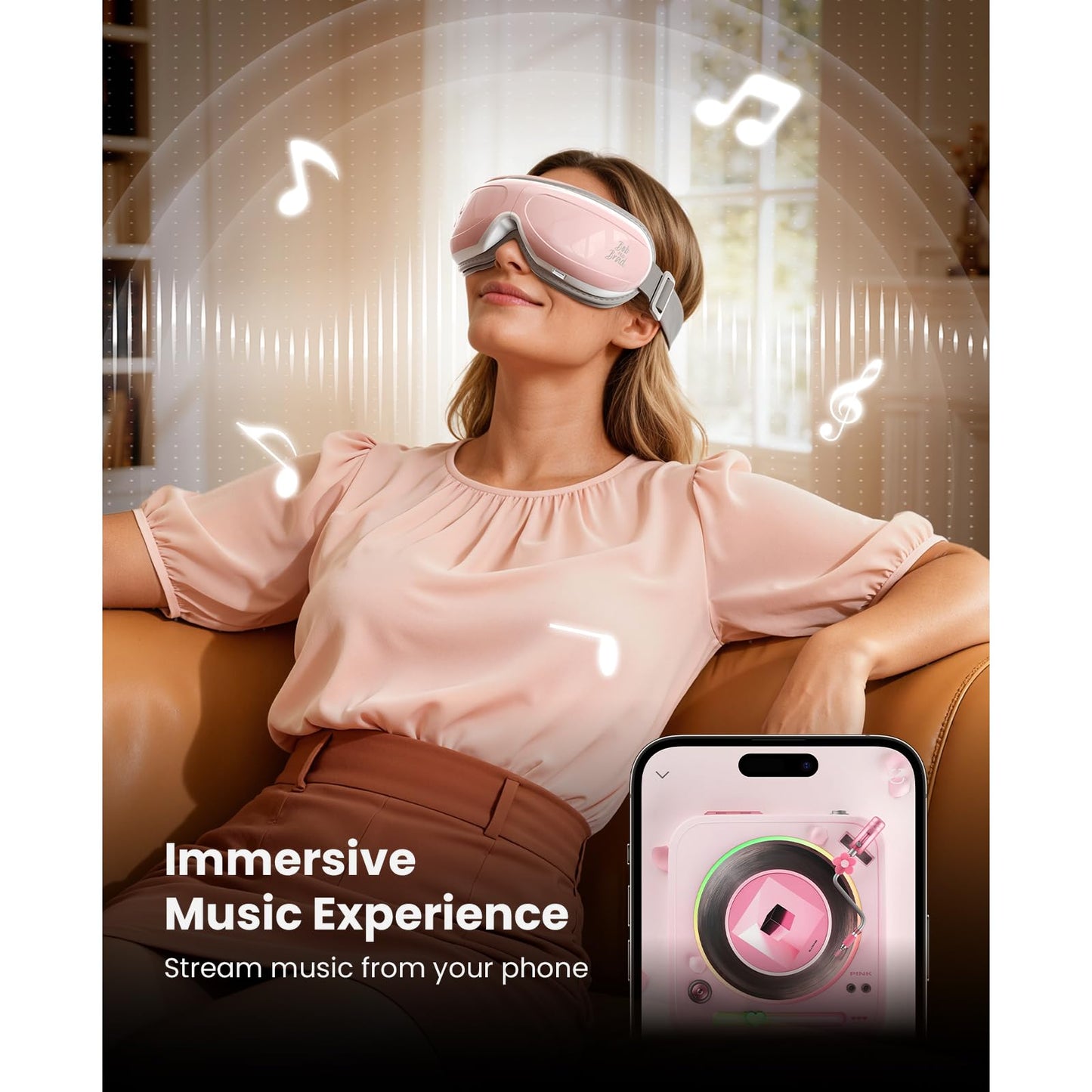 BOB AND BRAD Eye Massager FSA Eligible/HSA Eligible, EyeOasis 2 Heated Eye Mask for Migraines with Music, Smart Migraine Massager Reduce Dry Eyes Improve Sleep, Birthday Gifts for Women Men Mom Dad