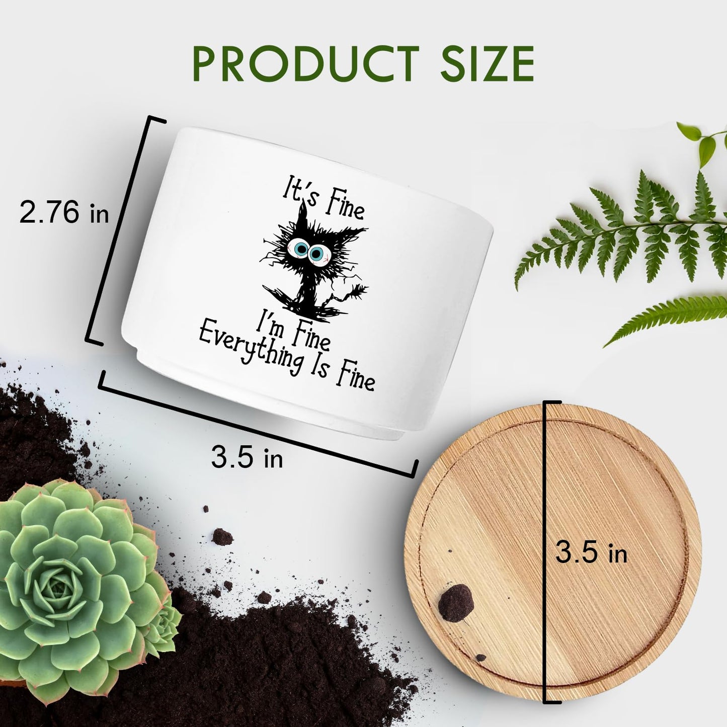 Jutasty Funny Cat Plant Pot for Succulent, Cactus Flower Planter for Indoor Plants, Cute Succulents Pots with Inspirational Quote, Windowsill Decor Planter Gift for Cats Owner Cat Lover (No Plants)