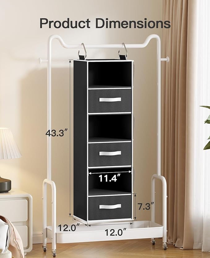 Pipishell Hanging Closet Organizer 6-Shelf, Hanging Shelves