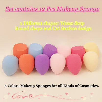 12 Pcs Black Makeup Sponges for Foundation Bulk Latex-Free Reusable big Beauty Sponge Blender Cosmetic Applicator For Powder Cream and Liquid Makeup Tools Set