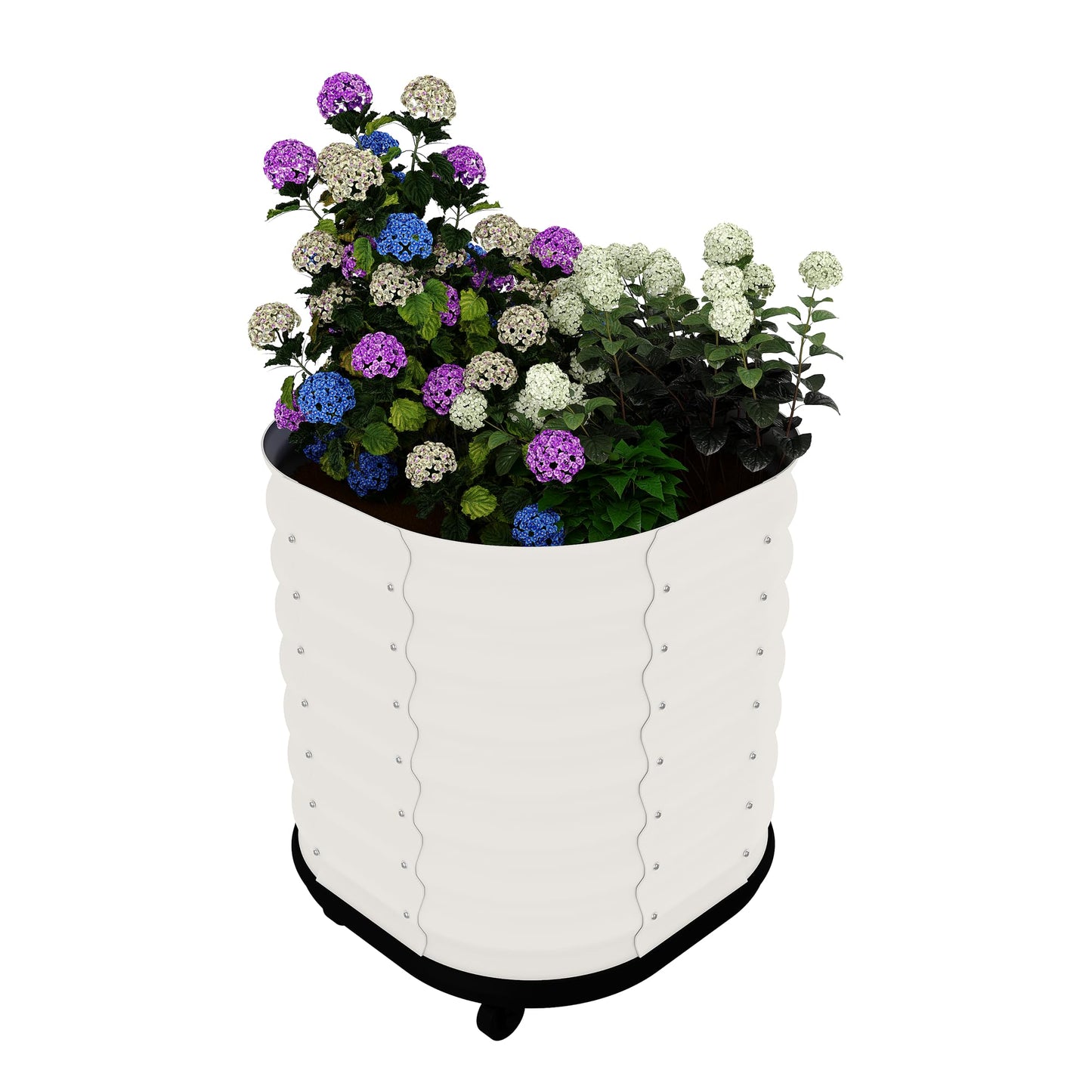 GarveeHome Self-Watering Wheeled Metal Garden Bed – Mobile Raised Planter Box with Water, Galvanized Steel Indoor/Outdoor Rolling Grow Station for Herbs, Veggies & Decor (23.6"x23.6"x27.5"),White