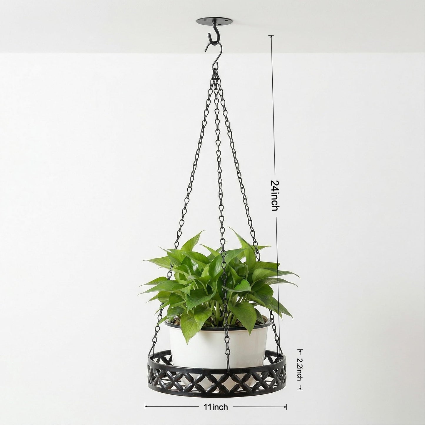 nclongshengsheng Hanging Planter with Metal Chain & Wall Hook, Stylish Indoor Outdoor Plant Hanger with 11 Inch Pot for Patio, Balcony, Porch Home Decor