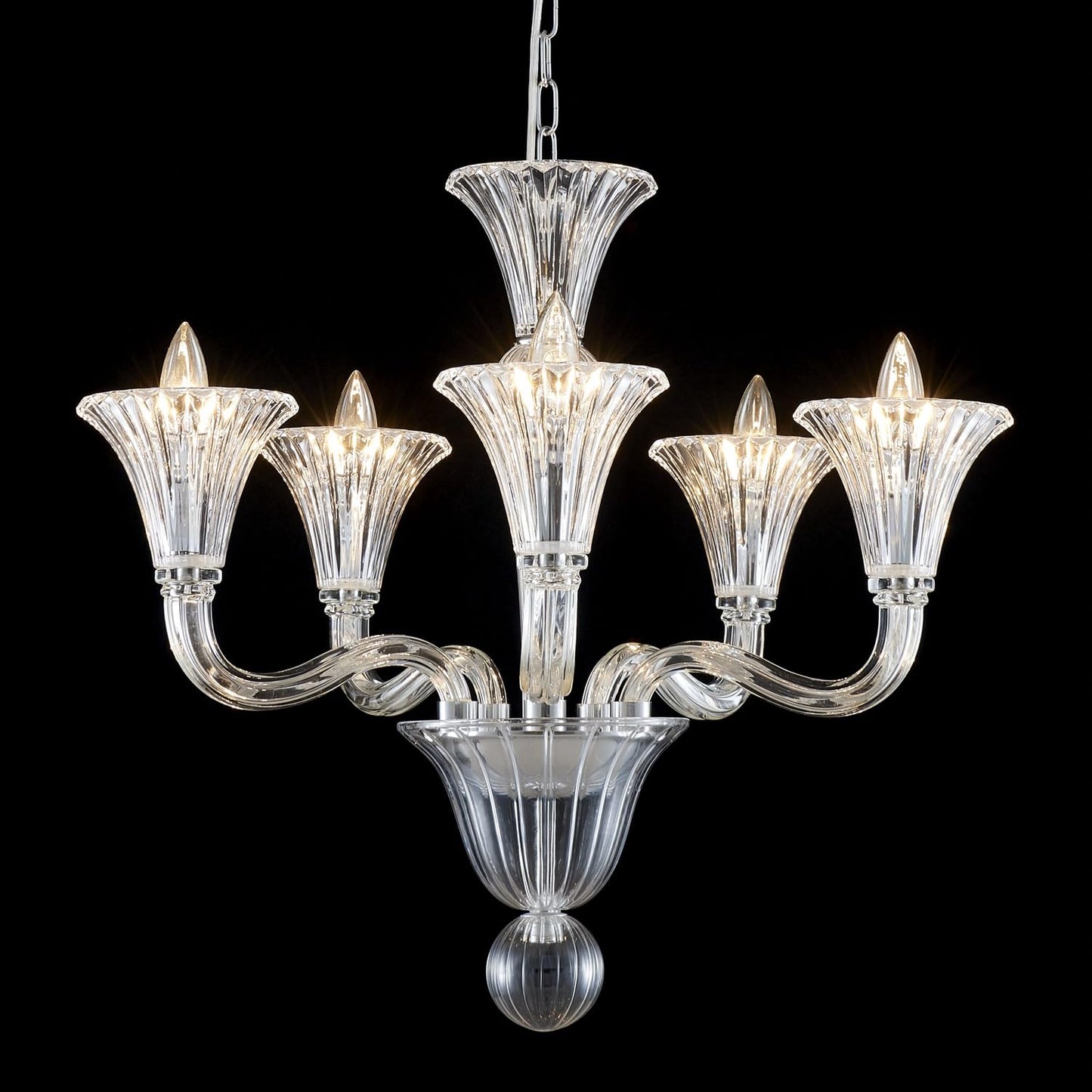 Saint Mossi 5 Light Crystal Chandelier, Modern Dining Room Light Fixture, Clear Crystal Pendant Light for Bathroom Bedroom Livingroom, D19xW19xH23, E12 Socket