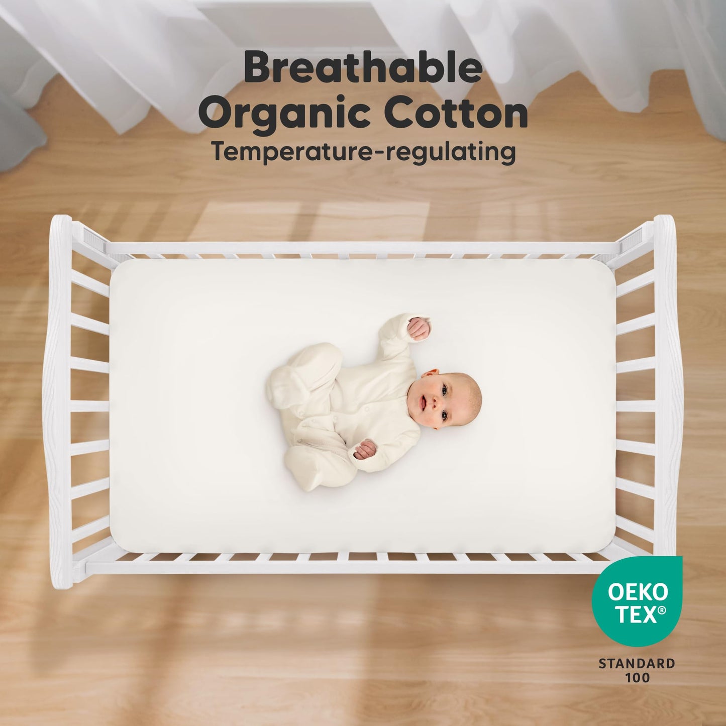 KeaBabies 2-Pack Organic Cotton Crib Sheets for Boys, Girls - 52x28 Fitted Crib Mattress Sheet Neutral, Breathable Cover for Baby Bed Set, Toddler Mattress, Soft & Cute Prints (Hazy)