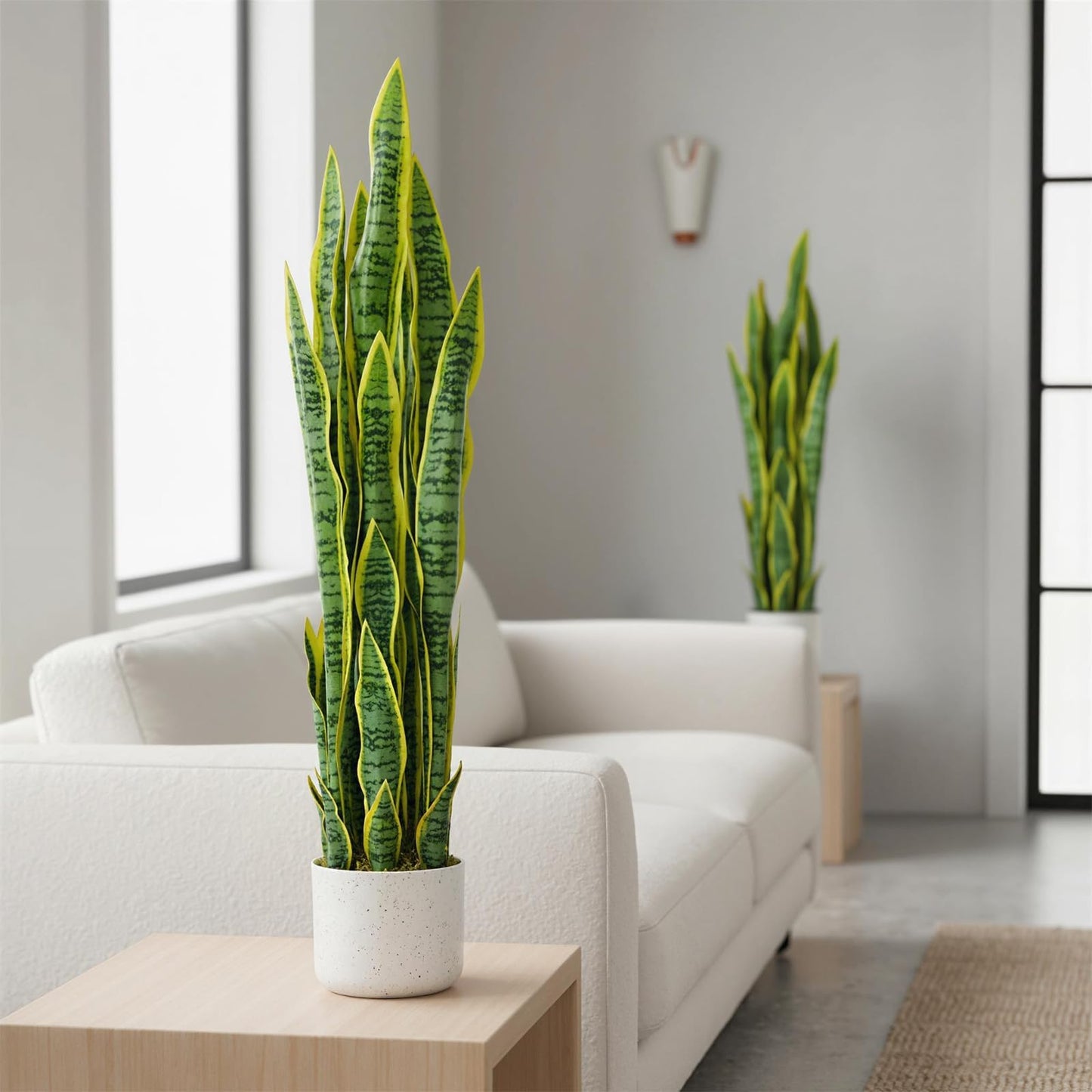 GAOMON 3Ft Fake Snake Plant with 33 Realistic Leaves Tall Artificial Faux Snake Plant Potted Fake Mother-in-Law's Tongue Plants for Indoor Outdoor Home Office