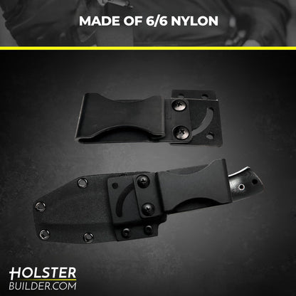 HolsterBuilder 180° Knife Belt Clip, Swiveled Flat Base with Secure Kydex Sheath Attachment, Tactical Knife Clip for DIY Holsters, Concealed Carry and Outdoor Gear, Comes with Mounting Hardware