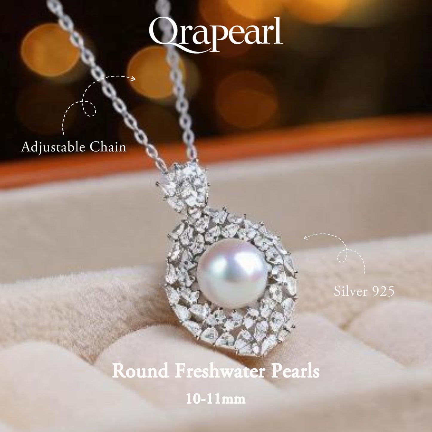 Orapearl Freshwater Pearl Pendant Necklace AAAA 10-11mm Elegant Jewelry Gift for Wife Mom Girlfriend Her Women with 925 Sterling Silver Chain June Birthstone for Anniversary Birthday Wedding