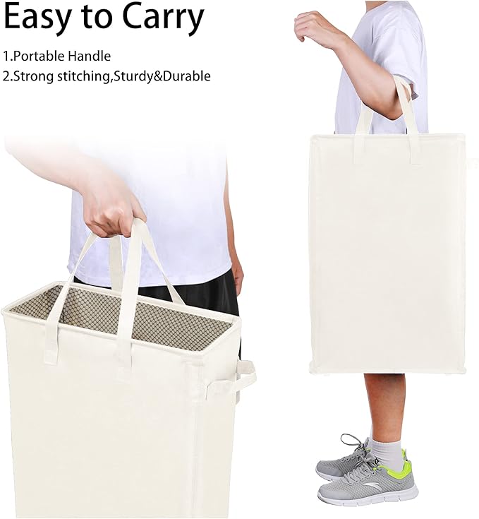 Odonata Slim Laundry Hamper Handles Collapsible Laundry Basket Thin Dirty