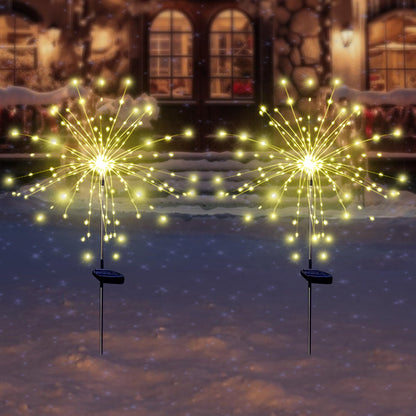 SolarEra Solar Garden Firework Lights, 4 Pack, Waterproof, 120 LED, Outdoor, Warm White, Pathway, Patio, Party Decorations