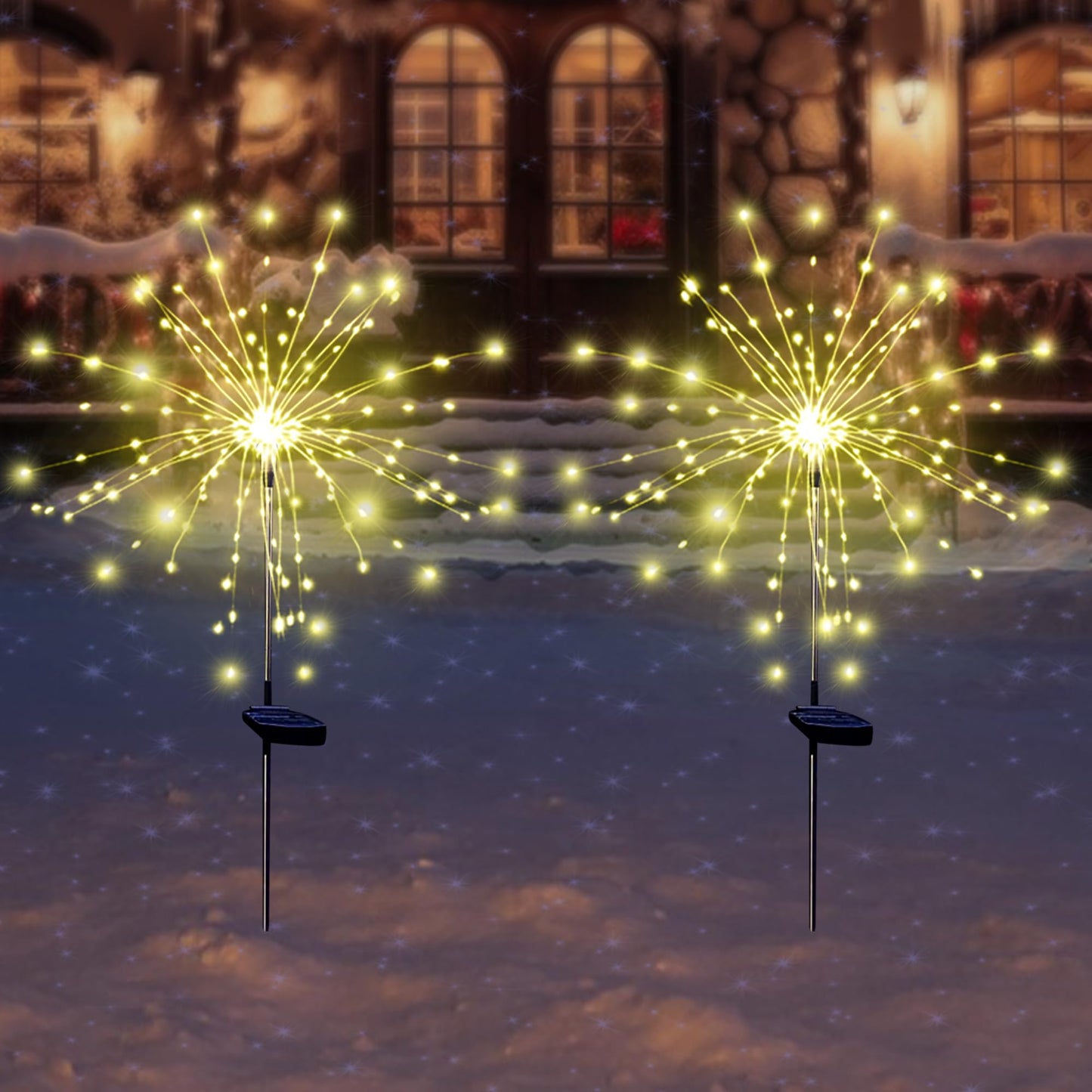 SolarEra Solar Garden Firework Lights, 4 Pack, Waterproof, 120 LED, Outdoor, Warm White, Pathway, Patio, Party Decorations