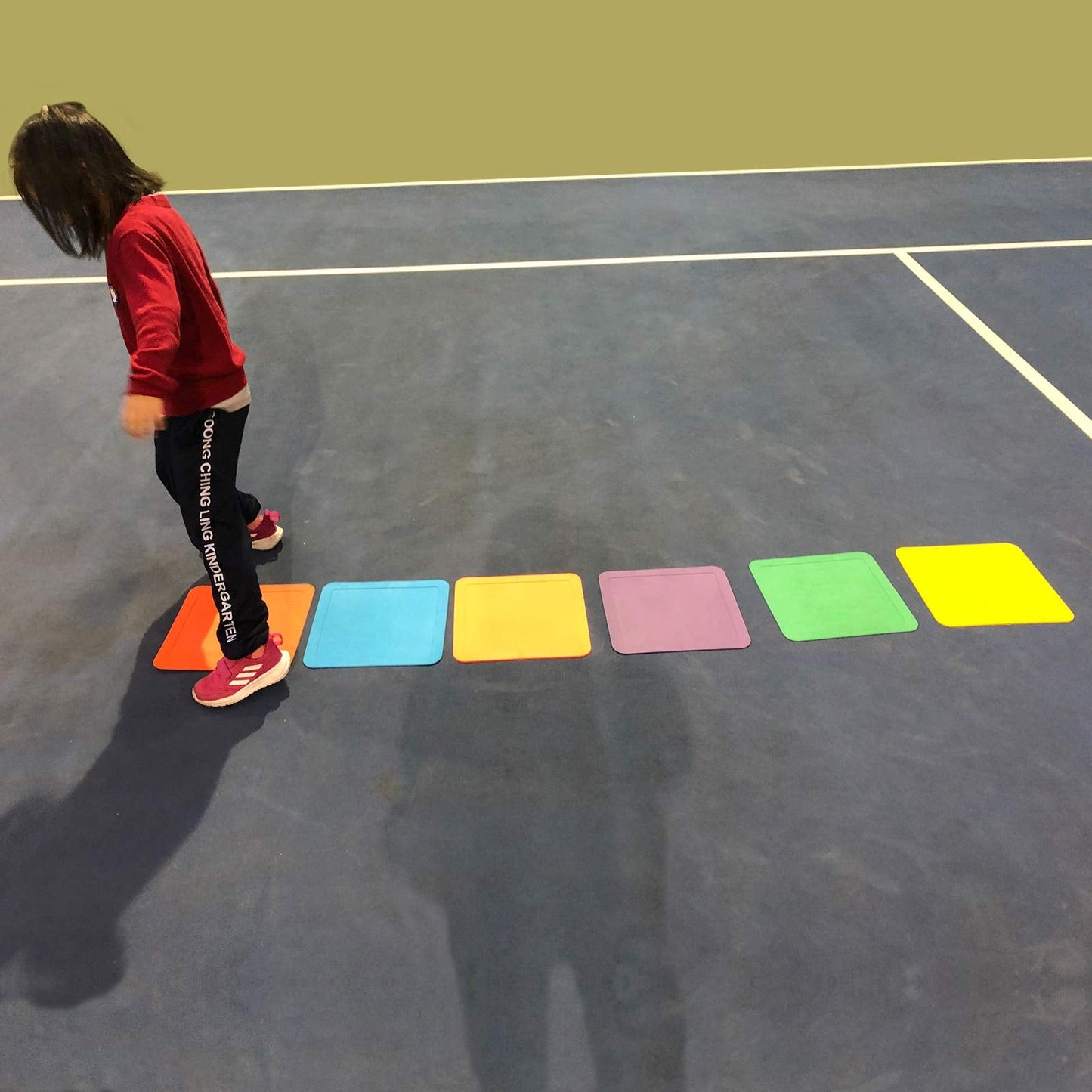 Eco Walker 12inch Flat Square Spot Marker Multi-Color Exercise Kids Floor Playmat (12pcs)