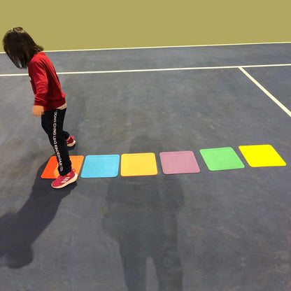 Eco Walker 12inch Flat Square Spot Marker Multi-Color Exercise Kids Floor Playmat (12pcs)