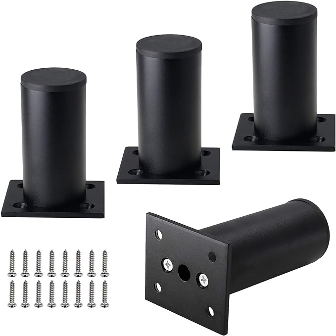 Set of 4 Furniture Legs 3 Inch, Adjustable Aluminum Alloy Cabinet Legs
