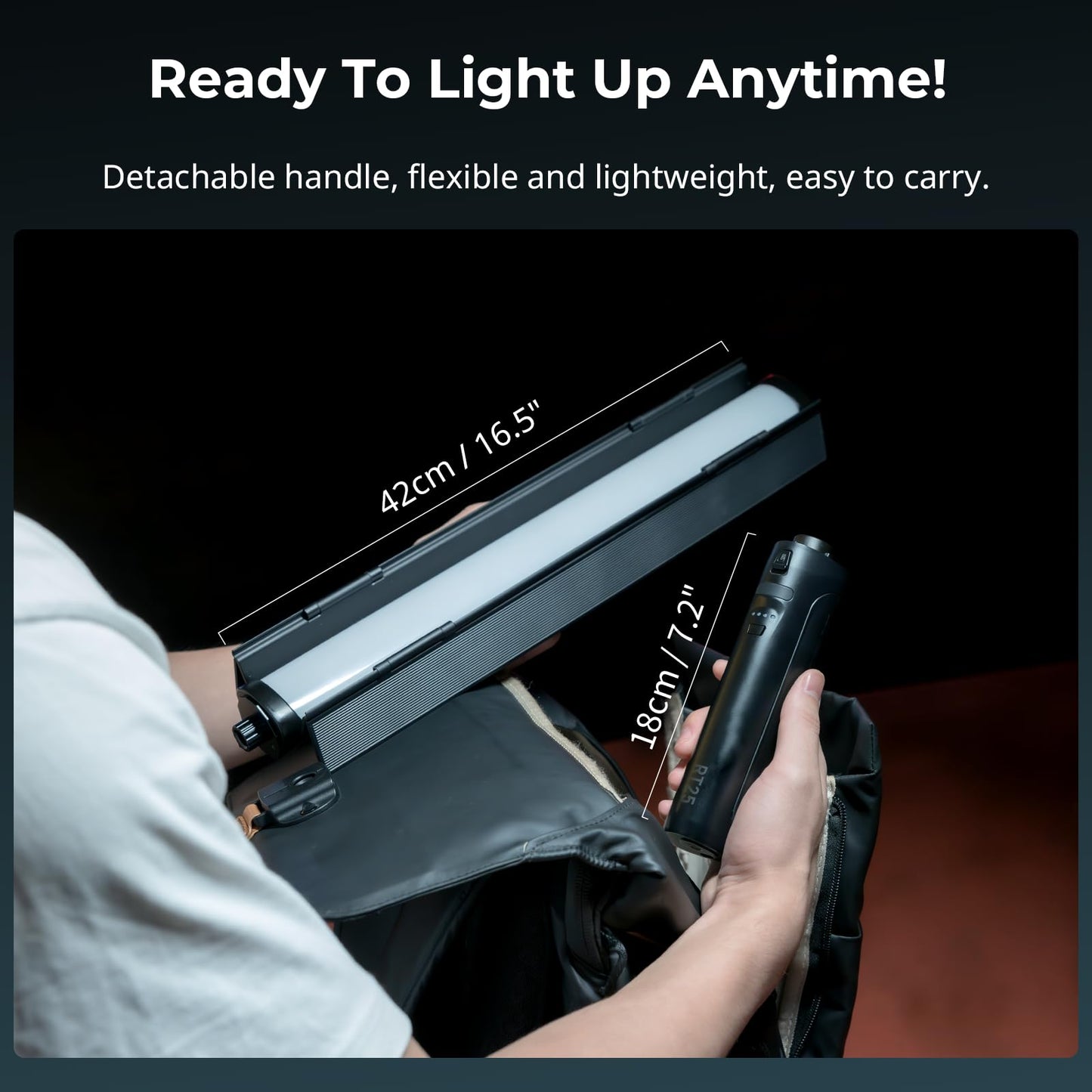 SMALLRIG RT25 RGB Tube Light Stick Kit, 25W RGBWW Led Light Wand, IP54 Waterproof, Handheld Light Bar, CRI96+, TLCI98+, 2500-10000K, for Photography, w 45Wh Battery Handle & Barndoor