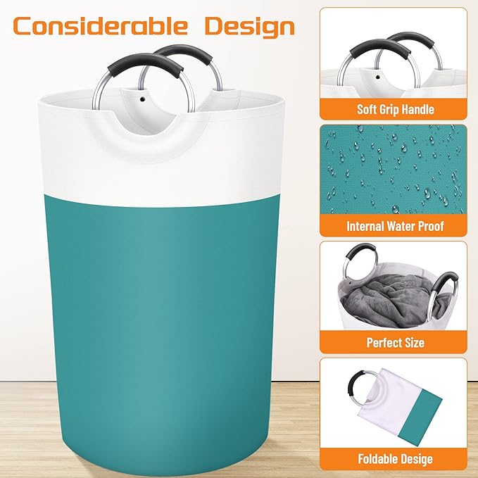 BlissTotes 115L Laundry Basket, Freestanding Laundry Hamper, Collapsible Dirty