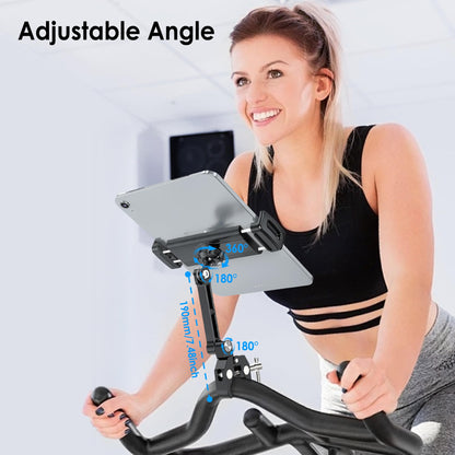 CreaDream Aluminium Tablet Mount Clamp for Spin Bike, Stationary Bicycle, Treadmill, Stroller Indoor Bike, Peloton, Elliptical - Compatible with 4.7-13" Tablet, iPad Pro, Air, Mini, Galaxy Tab
