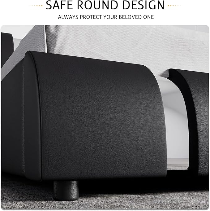 SHA CERLIN Modern Faux Leather Queen Bed Frame