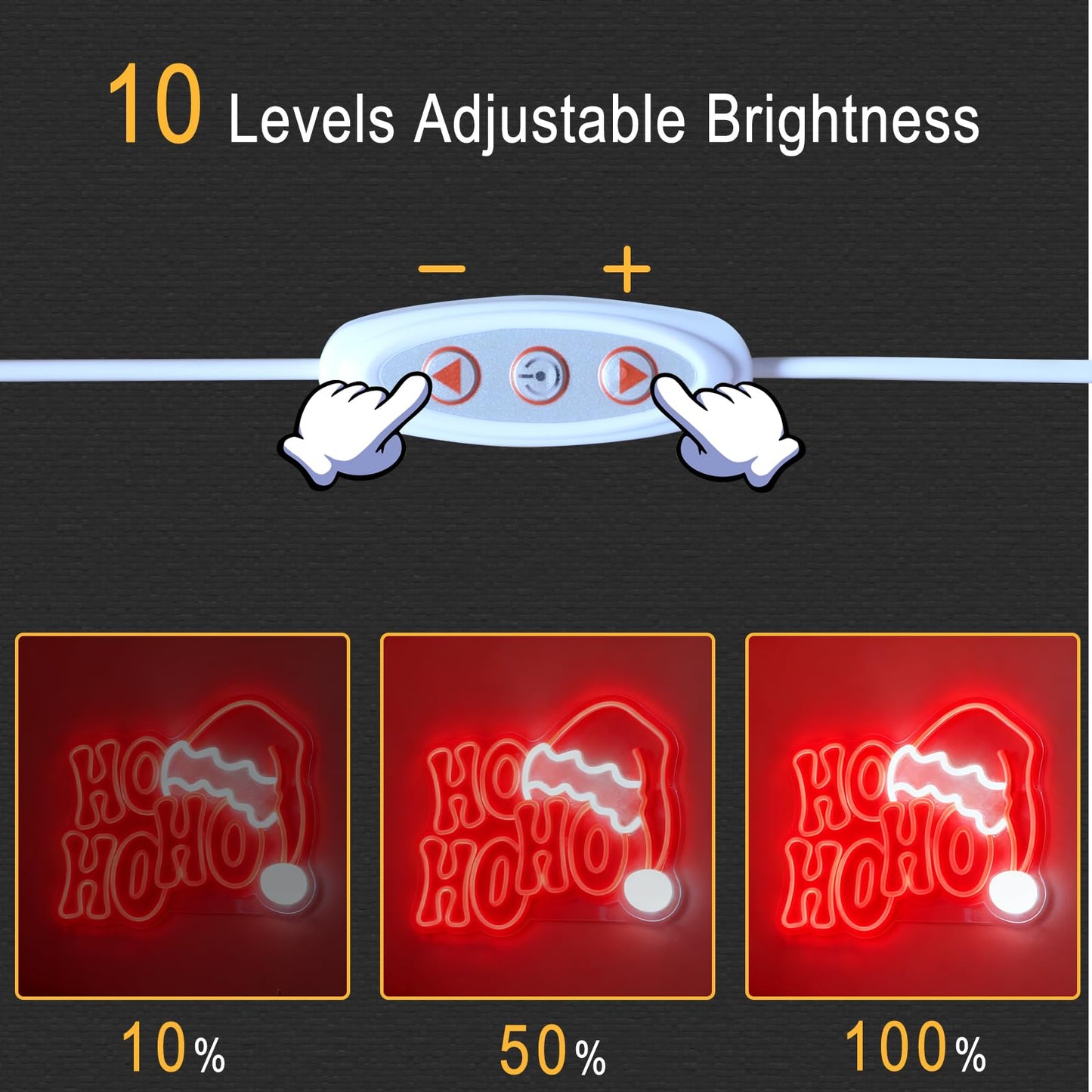 HoHoHo Neon Sign for Wall Decor Light Up Letters Led Sign Night Signs Christmas Party Signs Room Decorations Supplies for Home Bedroom Dorm