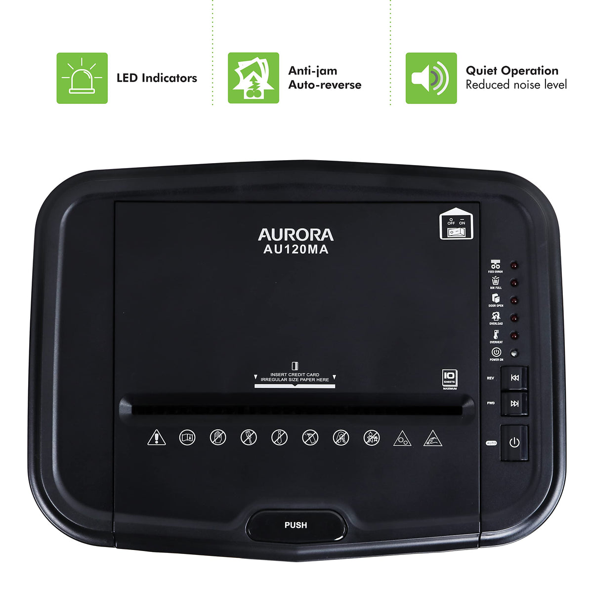 Aurora AU120MA 120-Sheet Auto Feed High Security Micro-Cut Paper Shredder / 30 Minutes (Black)