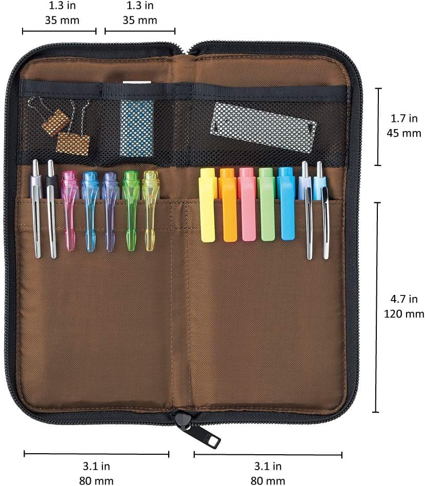 LIHIT LAB Slim Pen/Pencil Pouch, 0.7 × 3.9 × 8.5 Inches, Black (A7652-24)