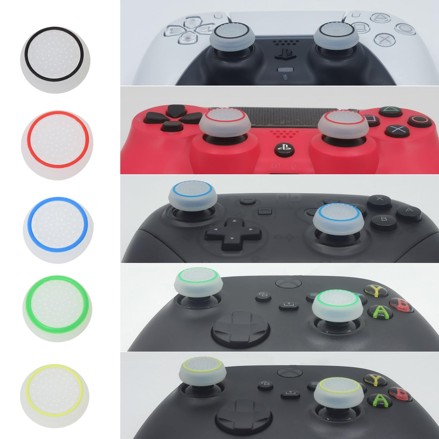 ZHI-NYLLDJS Controller Thumb Grips for PS5/4,Controller Thumb Caps for Xbox,Joystick Stick Grips for Switch Pro Controller,Precision Rings&Thumb Grips Set(30pcs)(Black&White) A&B&C