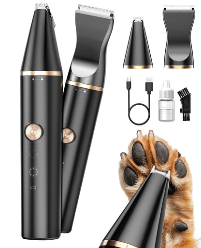 oneisall Dog Paw Trimmer with Double Blades,Silent Dog Clippers Cat Paw Trimmer Shaver for Dogs Cats Face,Eyes, Ears