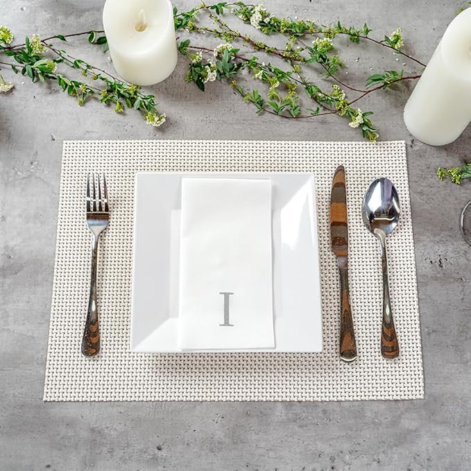 Luxenap 15.8 X 7.9 Inch Linen-Feel Guest Towels, 50 Lettered Hand Towels