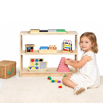 KRAND Horizontal Montessori Shelf 3-Tier Kids Storage Cabinet for Toys, Books, Arts & Crafts Supplies, Toddler Organizer for Nursery, Preschool & Daycare