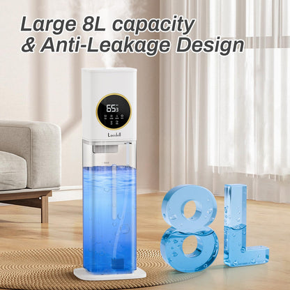 Humidifier Large Room Bedroom with Night Light, 2.1Gal(8L) Humidifiers for Home with Essential Oil Diffuser, Top Fill Whole House Cool Mist Humidifiers for Plants Baby Kids Adults(Black)
