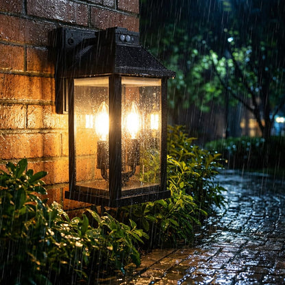 UOOIUMOY Solar Wall Light Outdoor Waterproof: Solar Porch Lights with 3 Lighting Modes & Motion Sensor - Dusk to Dawn Sconce Lantern Lamp Fixture for Garage Shed Barn Yard Garden Front Door