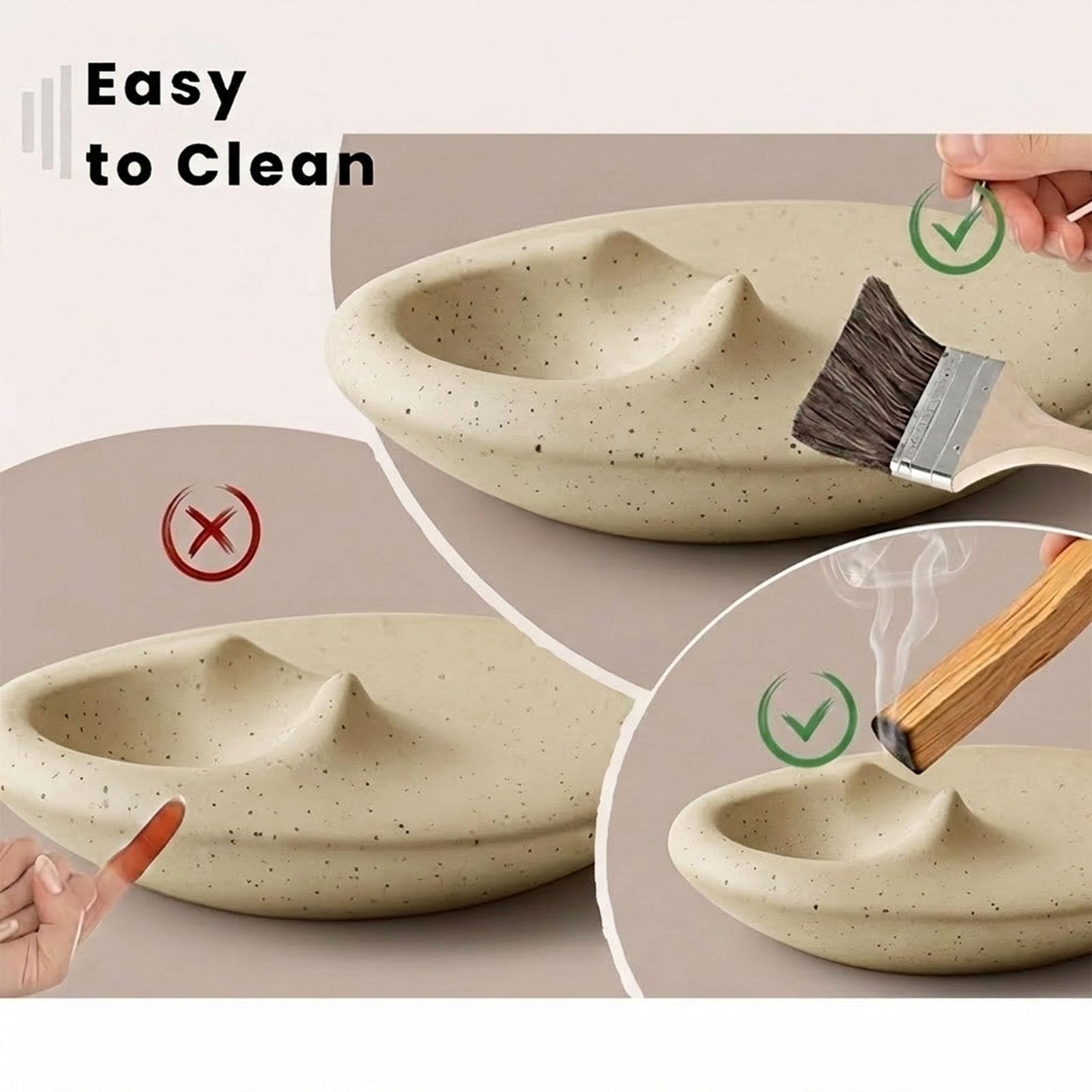 Velshirae Speckled White Cement Incense Holder & Palo Santo Burner – Minimalist Oval Design for Meditation, Yoga & Home Aromatherapy