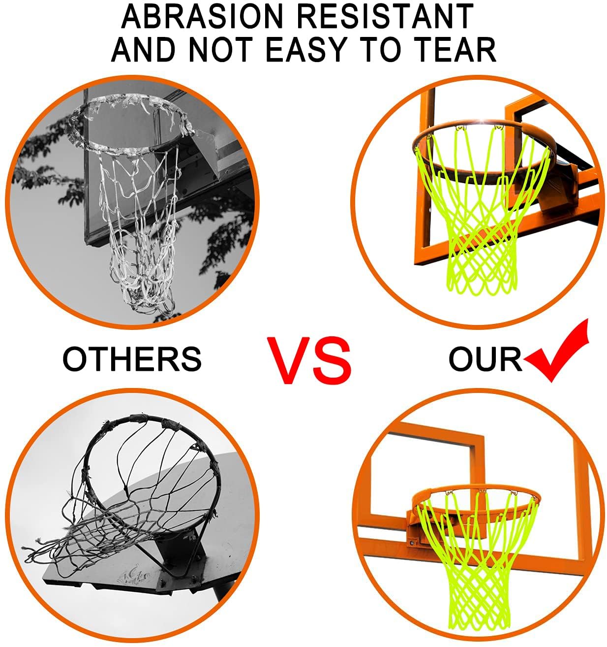 NEIJIANG Glow Basketball Net, Nightlight Basketball Net Luminous Outdoor Portable Sun Powered Sport Nylon (Yellowish Green)