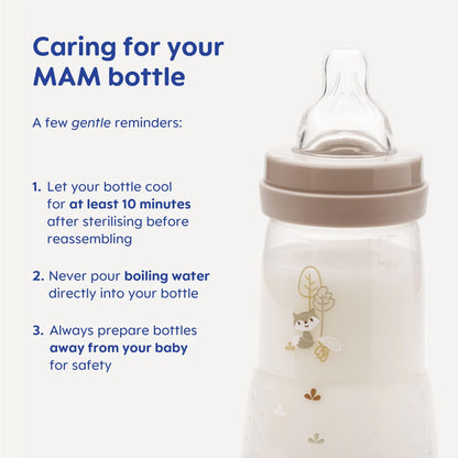 MAM Easy Start Anti-Colic Baby Bottles | 3 Pack (3 x 260) | Self-Sterilising Baby Milk Bottle | Medium Flow MAM Teats Size 2 | Newborn Essentials | Seashell (Various Designs)