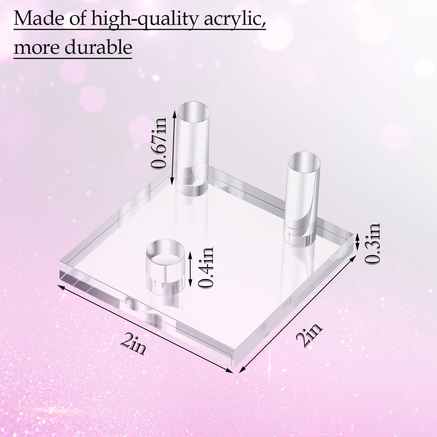 Weysat 8 Pcs Rock Display Stands Geode and Mineral Display Stands 3 Peg Acrylic Crystal Easel Holder for Agate Fossil Coral Small Collectibles(2 x 2 x 0.3 Inch)