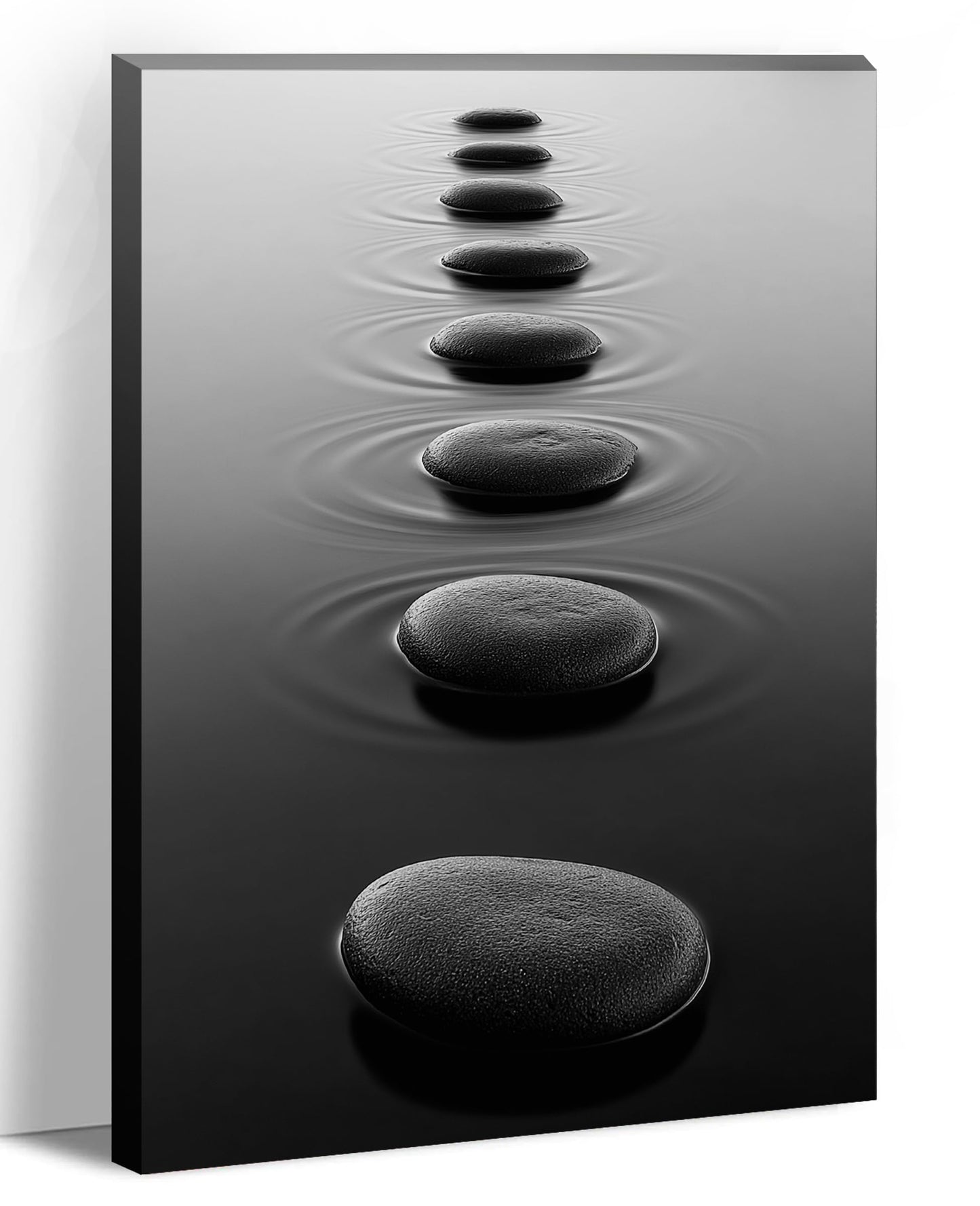 LYUNSHUO Zen Wall Art Bathroom Decor Black and White Canvas Prints Spa Stones on Water Picture Peaceful Scenery Artwork for Home Decor Frmaed(Zen-3,12.00"x18.00")