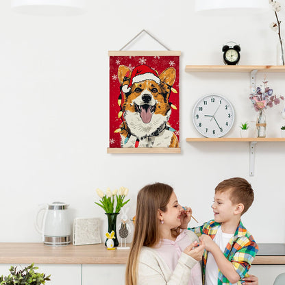Luvadian Corgi Christmas Wall Art - Wooden Poster Hanger, Wall Decorations, 12x16 Inch