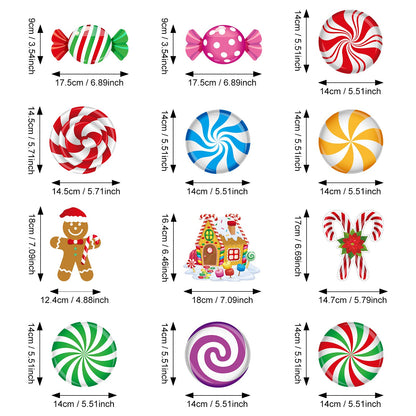 Zomiboo 53 Pcs Christmas Hanging Swirls Decorations Christmas Candy Gingerbread Man Truck Red Cardinals Christmas Ceiling Decor Ornaments for Christmas Tree Xmas Holiday Party(Candy)