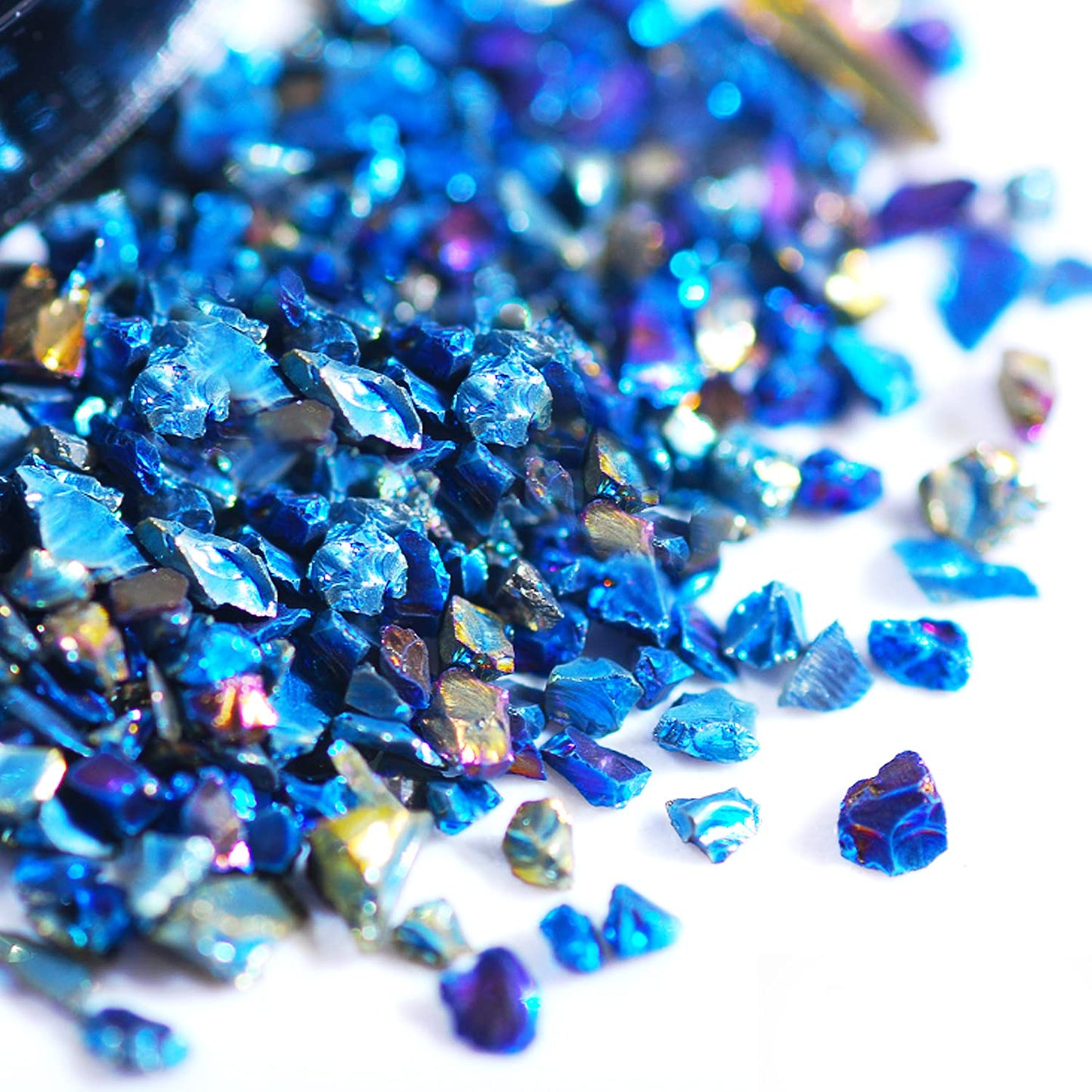 12 Box Crushed Glass Craft Glitter Fine for Resin Art, Small Broken Glass Pieces Irregular Metallic Crystal Chips Chunky Flakes Sequins for Nail Arts DIY Vase Filler Epoxy Jewelry Making Decoration