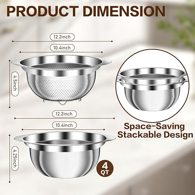 Colander, Strainer Bowl, Stainless Steel Colander, Rice Washing Bowl, Pasta