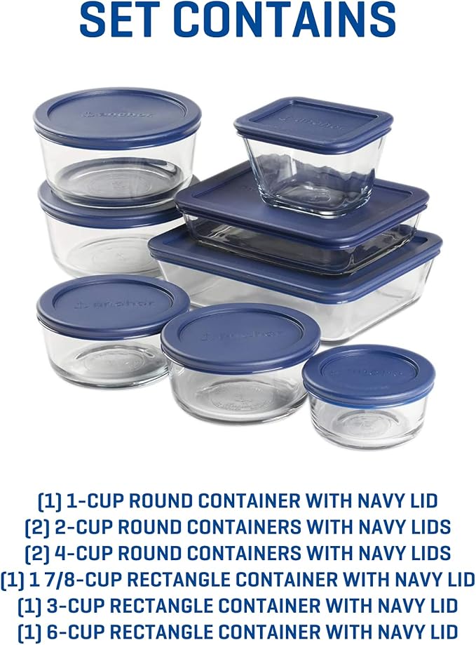 Anchor Hocking 16 Piece Glass Storage Containers