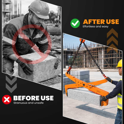 HEYVOZE 3306 lbs Heavy-Duty Stone Lifting Clamp, 26–49.6 in Adjustable Opening, Industrial Granite Slab Lifting Clamp for Large Stone Blocks, Concrete Slabs, Curb Stones