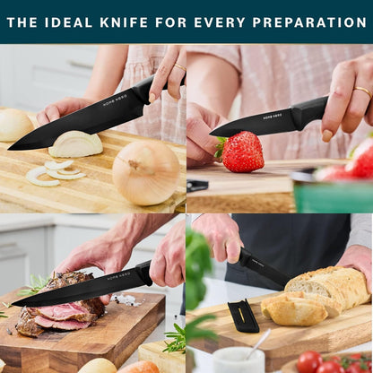 Home Hero Ultra-Sharp Stainless Steel Kitchen Knife Set - Chef Knives Set (5 pcs Set - Black with Sheath)