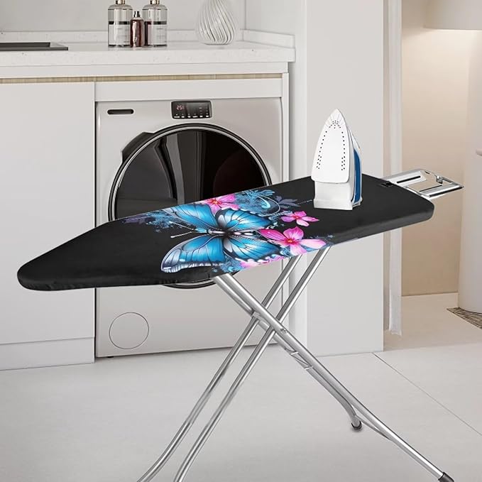 Blue Floral Butterfly Ironing Board Cover Scorch Resistant, Extra Thick Covers