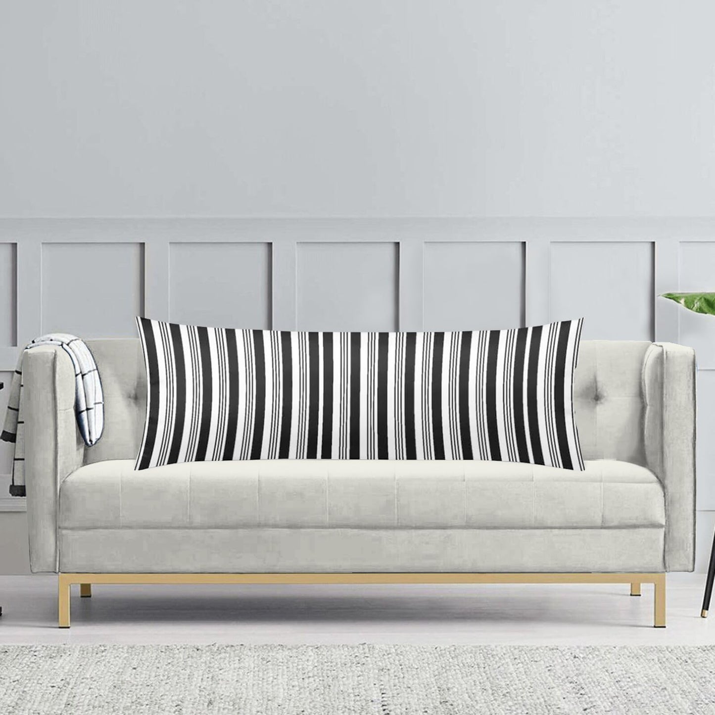 White and Black Stripe Body Pillow Cover Black and White Striped Throw Pillow Covers Modern Long Pillow Case Protector with Zipper Decorative Soft Rectangle Bed Pillowcases for Bedroom,Couch 20"x54"