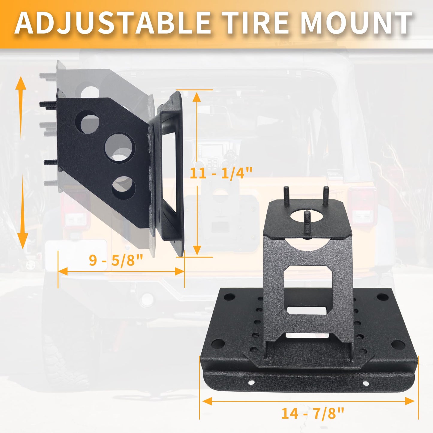 MONOKING JK JKU Heavy Duty Tire Carrier Support up to 40 inch Wheel, Adjustable Spare Tire Mount Holder Compatible for 2007-2018 Wrangler JK JKU Unlimited 2 & 4 Doors