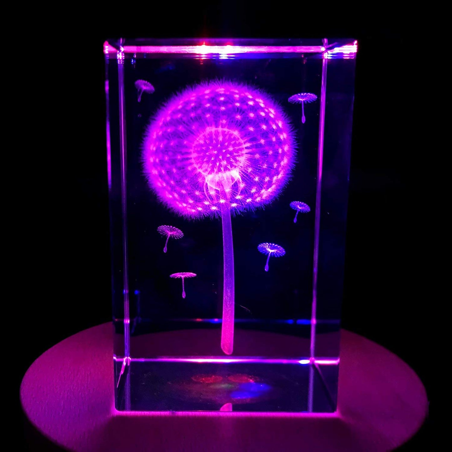 XINDAM 3D Dandelion Paperweight(Laser Etched) in Crystal Glass Cube Gift for Graduation Christmas Birthday Valentine's Day 3x2x2 Inch