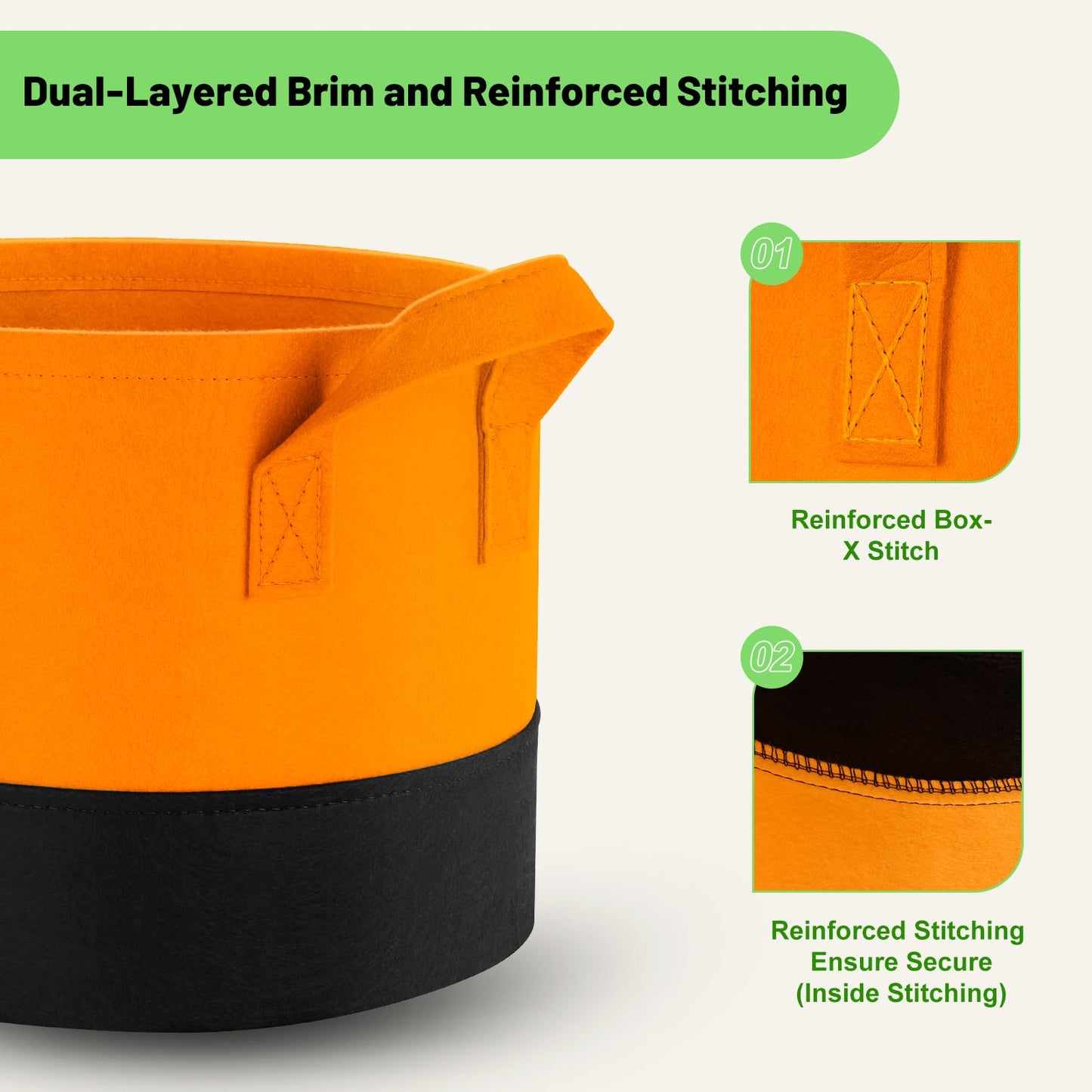 Fhyisble 7 Gallon Fabric Grow Bags 5-Pack, 350G Heavy Duty NonWoven Fabric Pots with Handles, Breathable Grow Planter for Vegetables Flowers Indoor Outdoor Gardening
