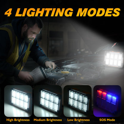 LED Rechargeable Work Light, LED Spot Light with USB Port, Portable Floodlight with 4 Modes, Security Lights Waterproof for Fishing, Hiking, Repairing, Emergency
