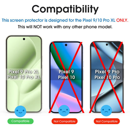 amFilm Designed for Google Pixel 10 Pro Pixel 10 / 9 / 9 Pro 6.3" Screen Protector: 2025/2024 Tempered Glass, Ultrasonic Fingerprint Compatible, Easy Installation Frame, Anti Scratch, Bubbles-Free,3 Pack