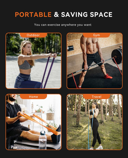 SUNPOW Pull Up Assistance Bands - Set of 5 Resistance Heavy Duty Workout Exercise Stretch Fitness Bands Assist Set for Body, Instruction Guide and Carry Bag Included